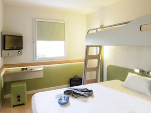 Desk, free WiFi, bed sheets