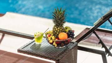 Outdoor pool, sun loungers
