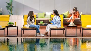 Outdoor pool, sun loungers