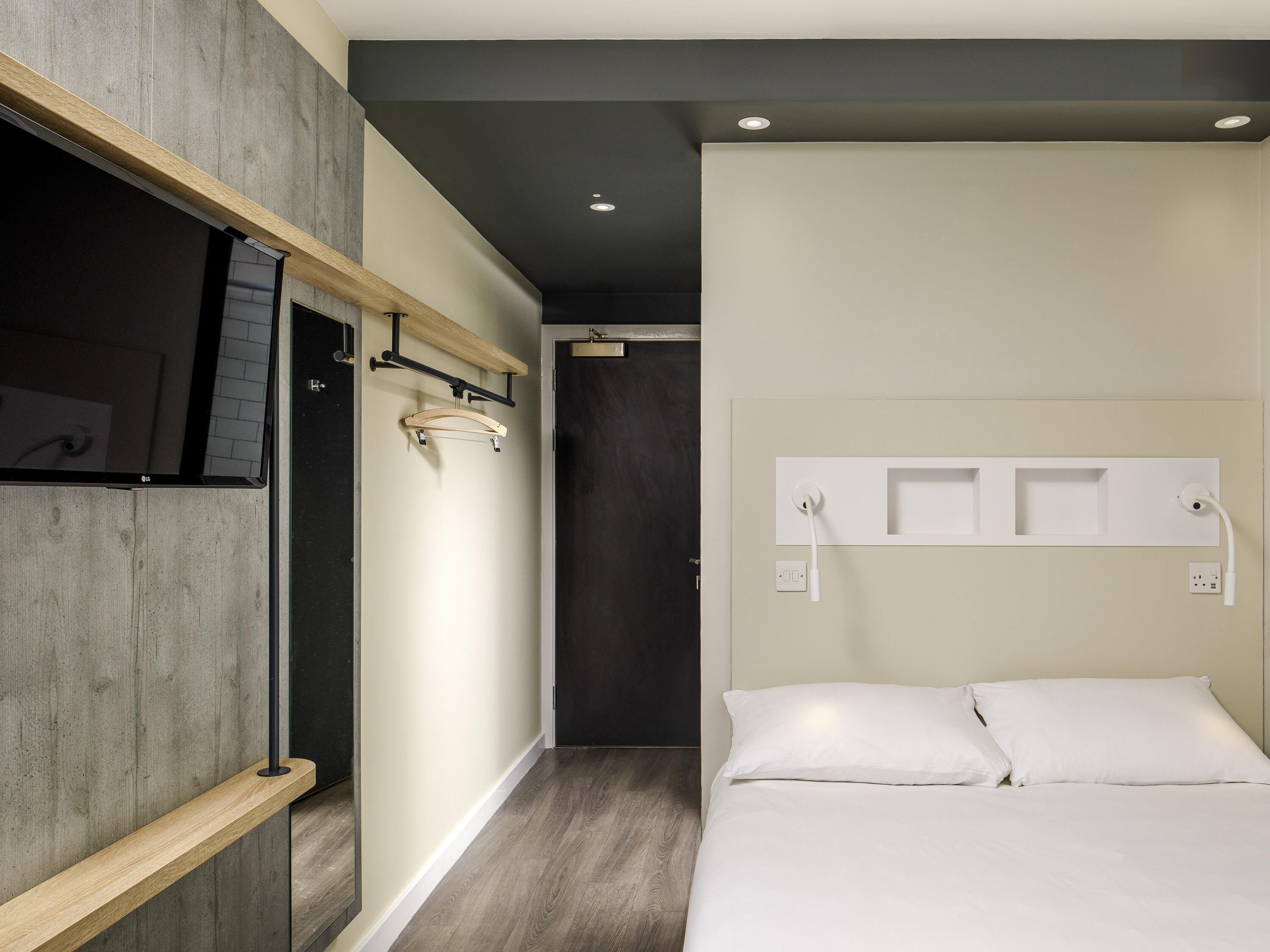 desk, blackout curtains, free wifi, bed sheets