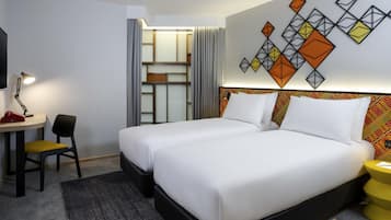 In-room safe, desk, laptop workspace, blackout drapes