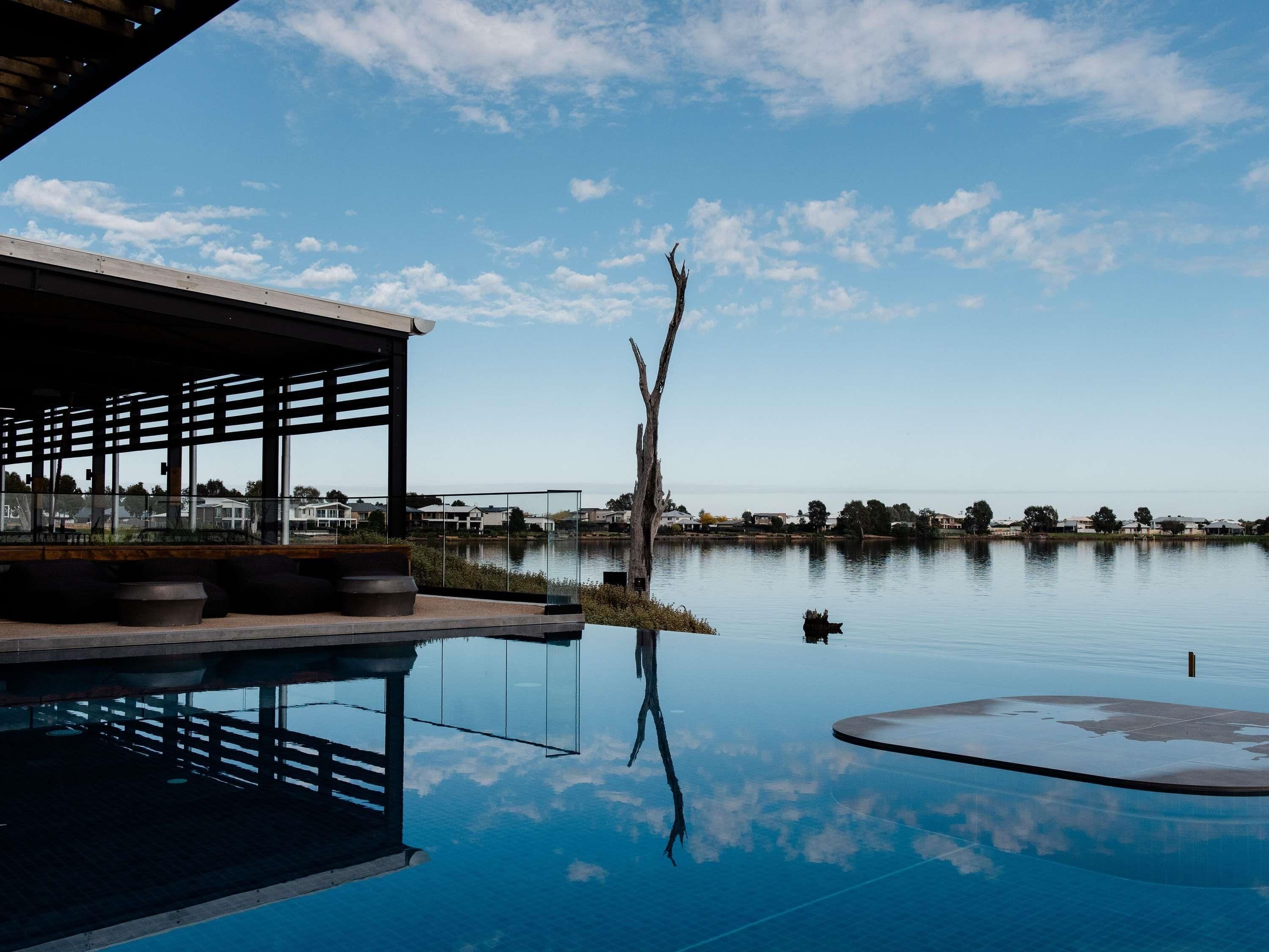 Outdoor pool, pool loungers