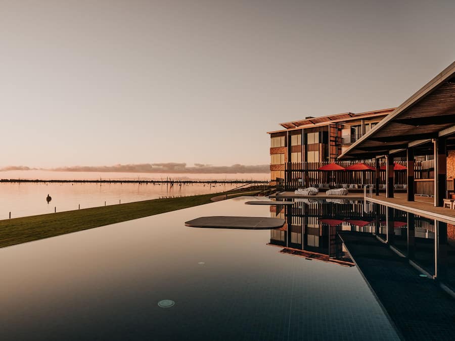 Outdoor pool, sun loungers
