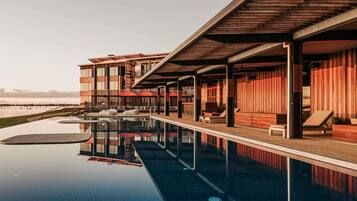 Outdoor pool, pool loungers