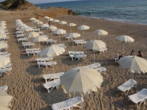 Aan een privéstrand