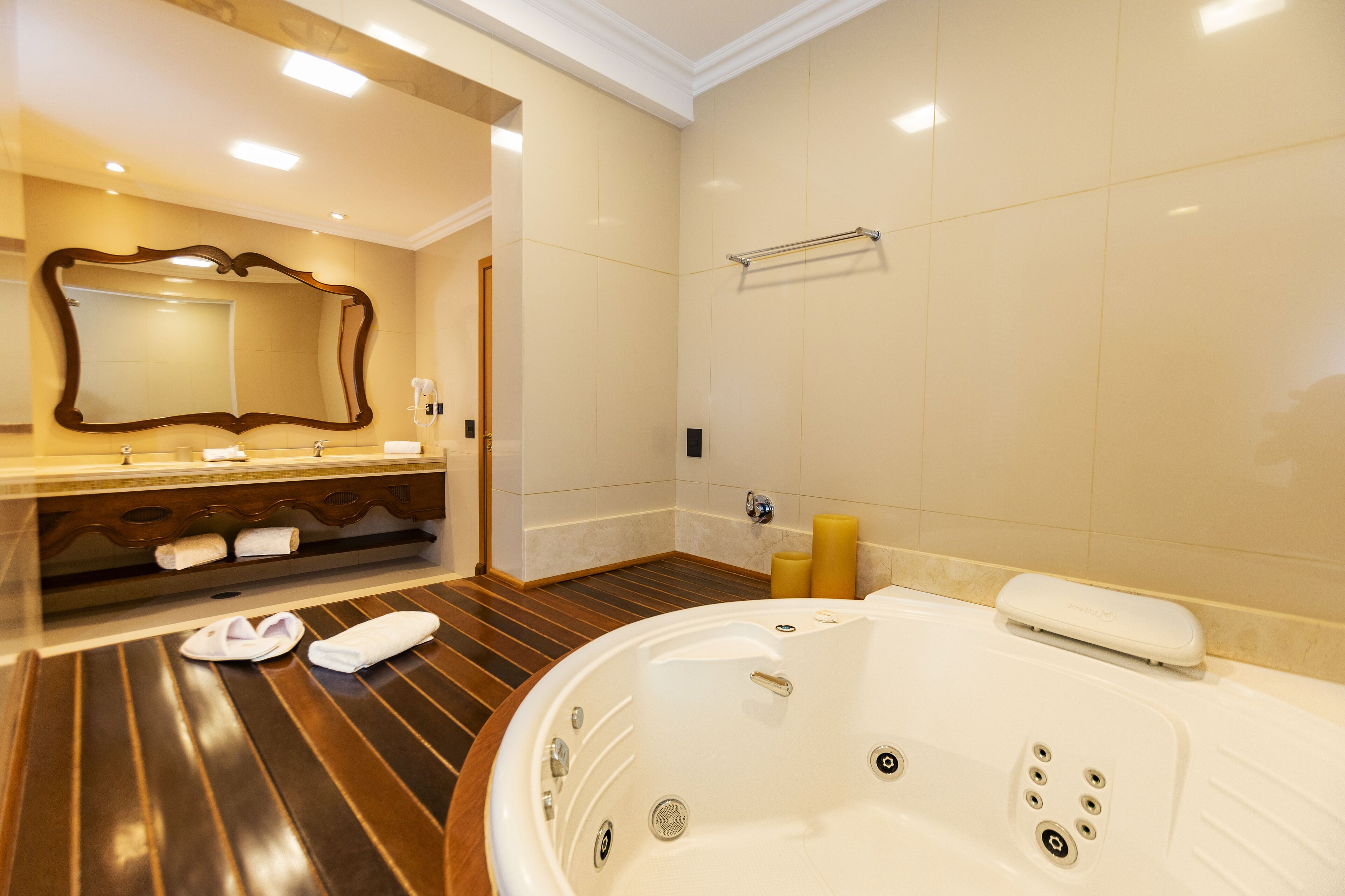 luxury suite (stair access only) | bathroom | shower, free toiletries, hair dryer, towels
