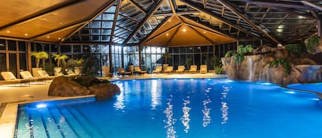 Indoor pool, open 10:00 AM to 6:00 PM, sun loungers