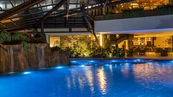 Indoor pool, open 10:00 AM to 6:00 PM, sun loungers