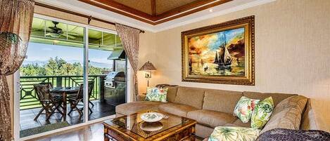 Condo, Multiple Beds, Golf View (Waikoloa Beach Villas J32) | Living area