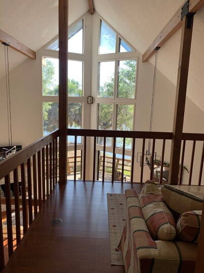 Luxurious house on secluded 3.8 acres, oak trees on Manatee River, large decks
