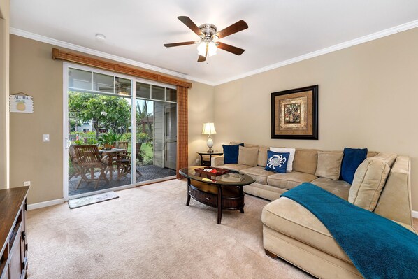 Villa, Multiple Beds, Pool View (Waikoloa Beach Villas C3) | Living area | TV