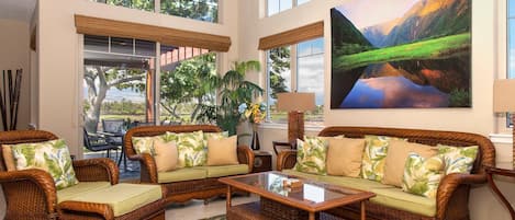 Lyxlägenhet - flera sängar (Mauna Lani Golf Villas K5) | Vardagsrum | Tv