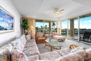 Condo, Multiple Beds, Partial Ocean View (Vista Waikoloa B206) | Living area | TV - Vista Waikoloa B206 (Waikoloa)