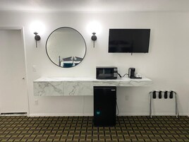 Individually decorated, individually furnished, desk, laptop workspace