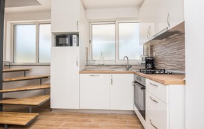 Fridge, microwave, stovetop, dishwasher
