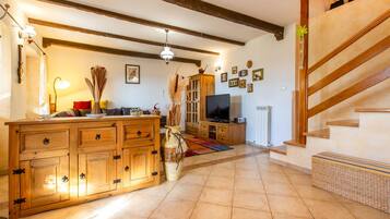 TV, DVD player, table football