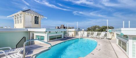 A rooftop pool