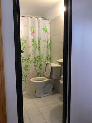 Habitación individual | Baño | Regadera, regadera tipo lluvia, toallas, jabón