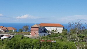 Un ensemble de bâtiments situé sur la côte, composé de plusieurs structures, dont une tour imposante et plusieurs immeubles résidentiels.