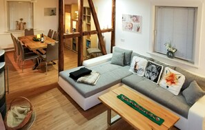 Smart-tv, een open haard, een dvd-speler en een stereo