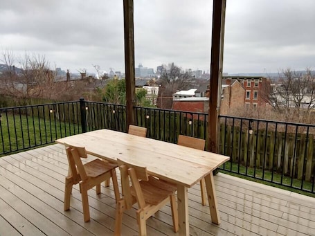 Outdoor dining. Great views in OTR, lots of parking & big yard!