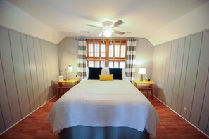 1 bedroom, desk, iron/ironing board, travel cot