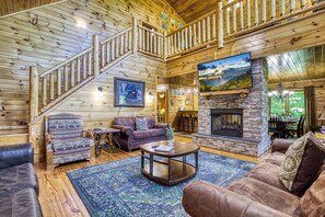 Smart TV, fireplace, video games, DVD player