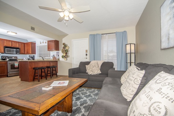 Living room options with smart tv and queen sized pull out sofa-bed