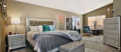 3 bedrooms, desk, iron/ironing board, travel cot