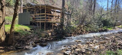 Smoky Mountain Tiny Cabin On Bold Stream With Private Hot Tub