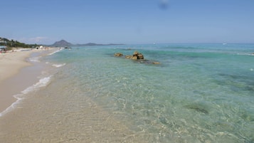 Plage, chaises longues