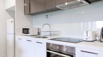 Fridge, microwave, oven, toaster