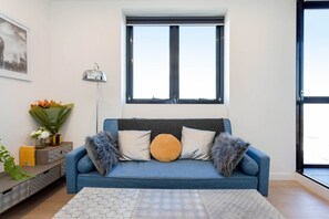 2 bedrooms, desk, laptop workspace, iron/ironing board