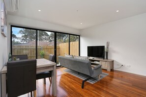 1 bedroom, laptop workspace, iron/ironing board, bed sheets