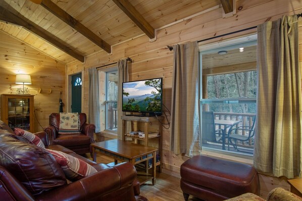 TV - Creekside Log Cabin | 2 Bed, 2 Bath (Pisgah Forest)