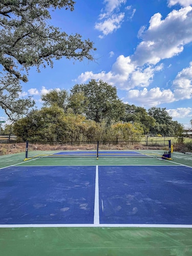 Container home with rooftop views and pickleball