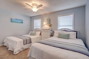 2 bedrooms, desk, iron/ironing board, travel cot
