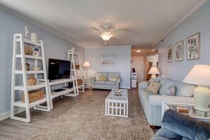 TV, DVD player, stereo