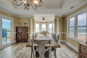 Dining - 8 Bedroom Direct Oceanfront Home, Private Pool, Media Room, Private Beach Access, 2025 Updates (North Topsail Beach)