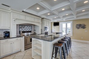 Fridge, microwave, oven, stovetop - 8 Bedroom Direct Oceanfront Home, Private Pool, Media Room, Private Beach Access, 2025 Updates (North Topsail Beach)