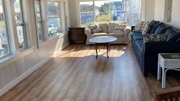 Älytelevisio, DVD-soitin, kirjoja, videokirjasto