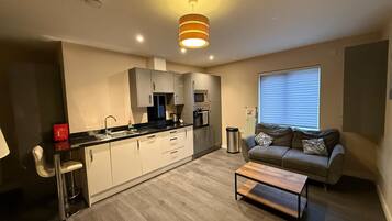 Luxury Apartment, 2 Bedrooms | Desk, laptop workspace, iron/ironing board, free WiFi