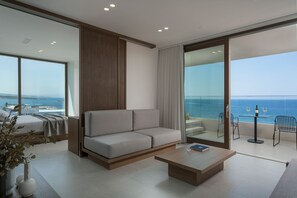 Executive Suite Sea View | Living area | Flat-screen TV -  SanSal Boutique Hotel – Adults & Children 11+ (Chania)