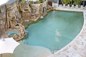 Outdoor pool, a heated pool - Wings - 3 Bedroom Penthouse, Ocean Views - Q Stay (Surfers Paradise)