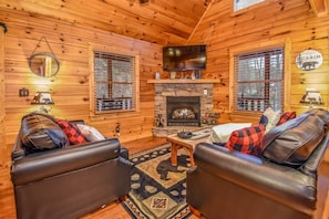 Smart TV, fireplace, video games, books