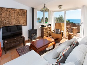 Televisión y chimenea 