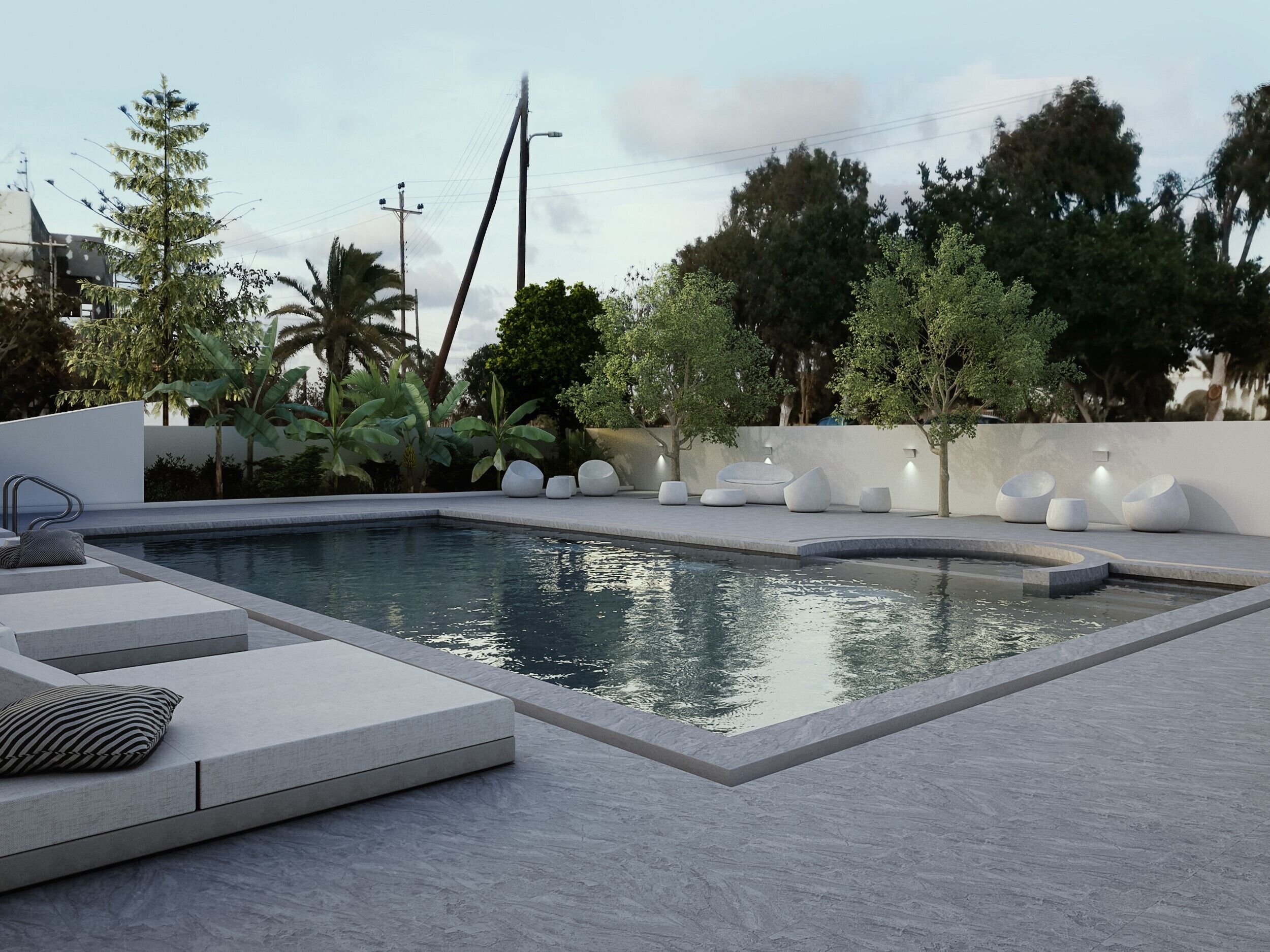 Seasonal outdoor pool, pool umbrellas, sun loungers