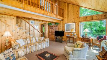 Télévision, cheminée, lecteur de DVD