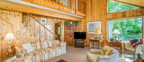 Télévision, cheminée, lecteur de DVD