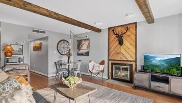 TV, fireplace, offices